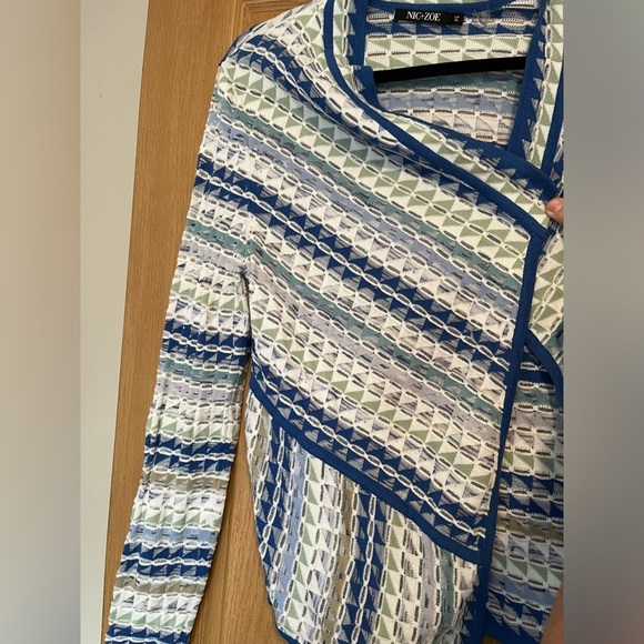 Nic +Zoe Prism Blue White Stripe Drapey
Cardigan Sweater - Picture 8 of 10